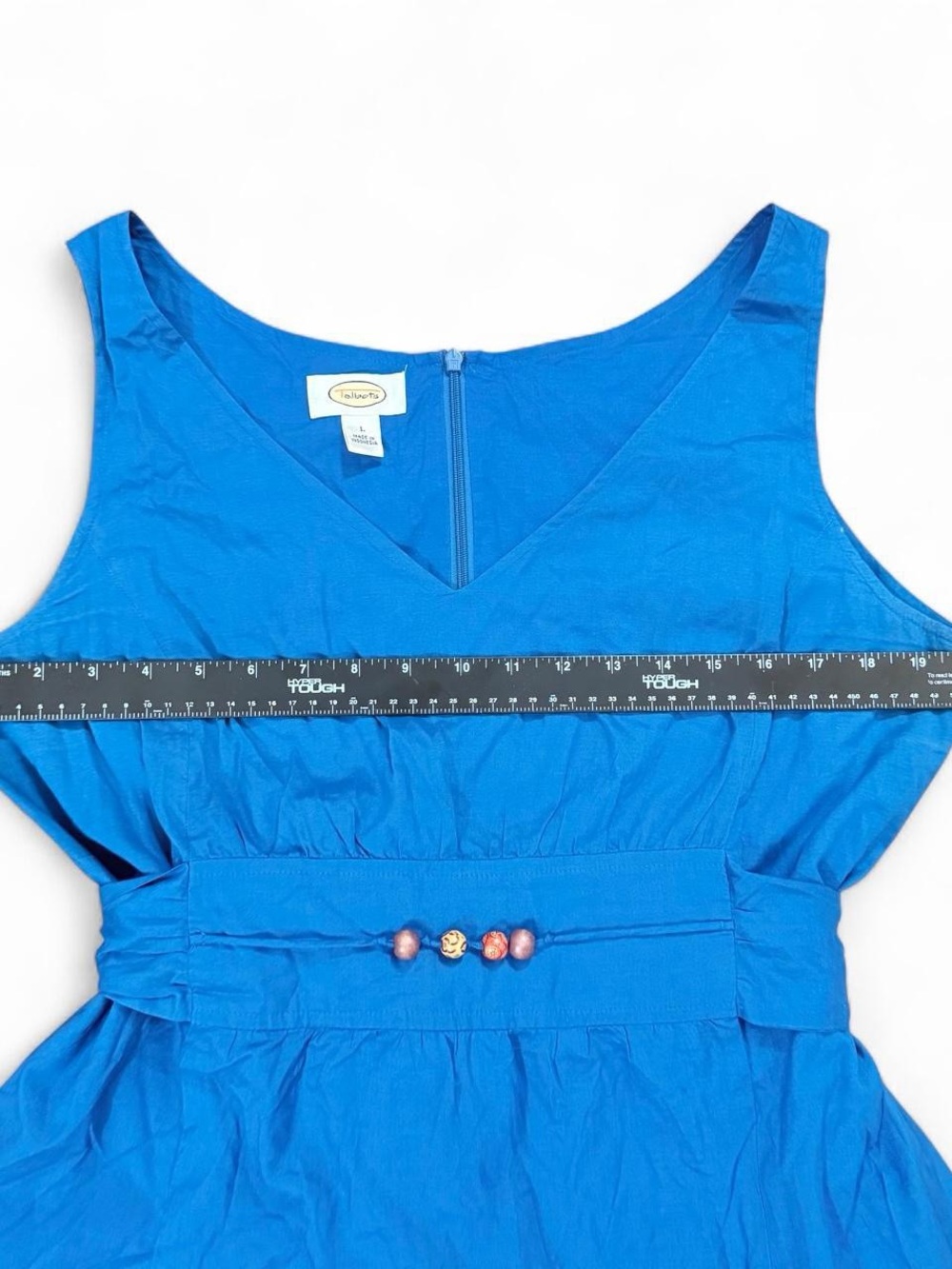 Vintage Y2K Talbots Blue Babydoll Sleeveless Tank Beaded Belt Detail Size L - Picture 4 of 7